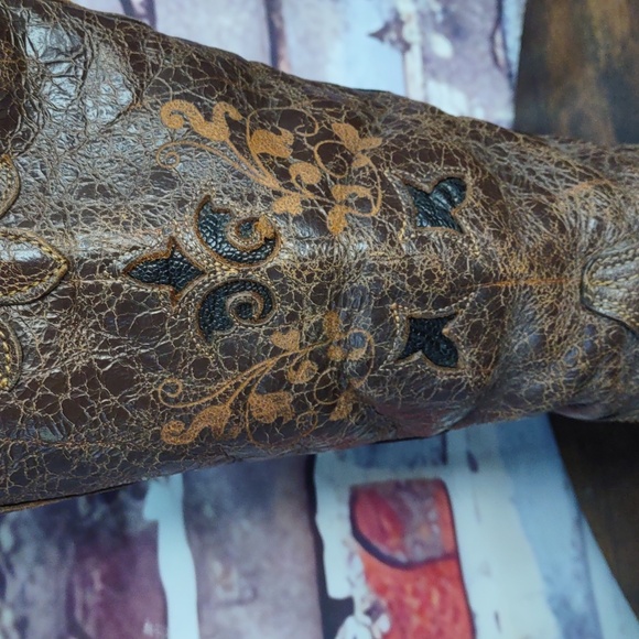 Corral Distressed Brown Embroidered Heeled Boots - Picture 10 of 15